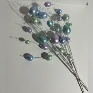 Easter Egg Picks x2 Artificial Eggs Colorful Pastel White Stems Decorations 32in